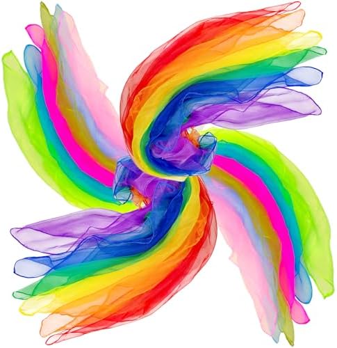 AIVIAI Dance Scarves, 12 Colors 24 PCS Juggling Scarves for Kids Play Dancing Music Scarfs Colorful Silk Actives Scarves for Toddlers Children Movement by AIVIAI