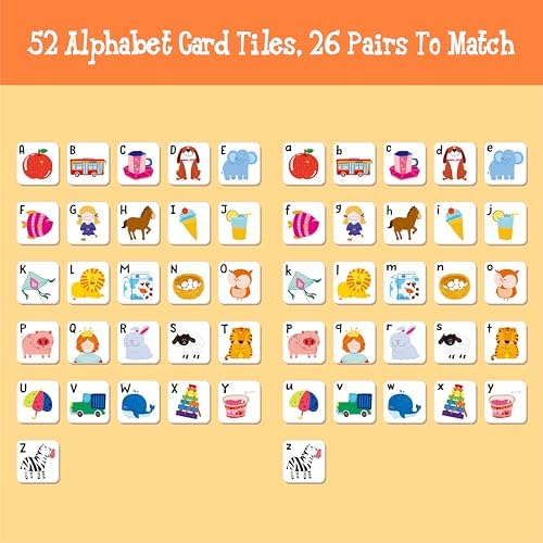 Hebayy 52 PCS Alphabet Memory Game, 26 Pairs Uppercase & Lowercase Letters Matching Game, Educational Early Learning Toy for Toddlers, Kindergarten, Kids 3+ - Image 2