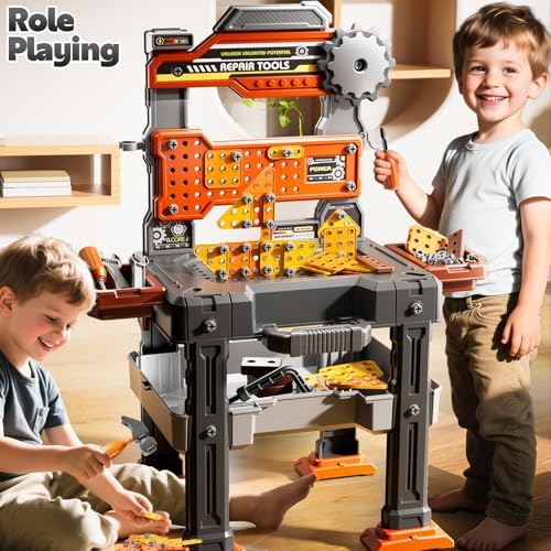 2 in 1 Workbench Tools Toys Set with Sound for Toddlers Aged 3-5 - Image 5