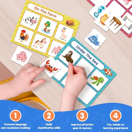 EAMAY Building Language and Matching Games Set with 6 Sorting Mats and 36 Everyday Objects Pieces Special Education Classroom,Sorting Toys for Toddlers 1-3 - Image 6