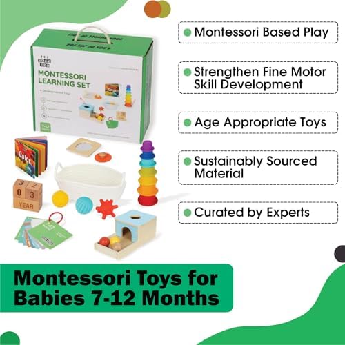 Montessori Toys for Babies 7-12 Months - 6-in-1 Baby Learning Set w/Object Permanence Box, Color Book, Milestone Blocks & More - Educational Toys for Fine Motor & Cognitive Development - Image 4