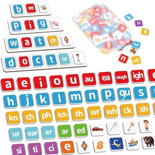 140 Phonics Magnetic Letters Tiles,Learning Letter by Four Dublee by Bosctanuc