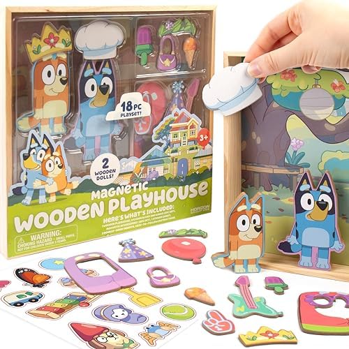 Horizon Group USA Magnetic Playset for Kids, Bluey Wood Playset - Image 4