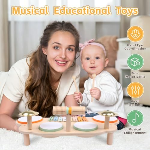 Toddler Drum Set for Toddlers 2-3, Baby Musical Percussion Instruments - Image 3