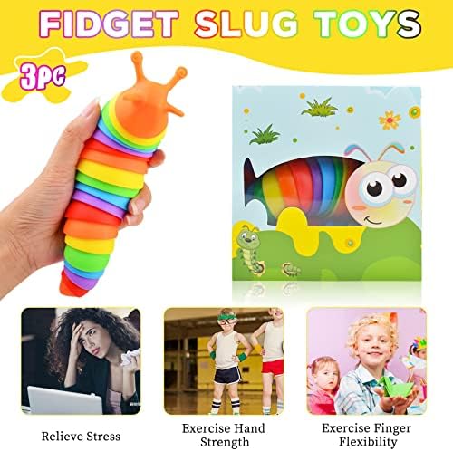 Cevioce Fidget Slug Toy, Sensory Slug Fidget Toys for Kids & Adults, 3Pcs Autism Sensory Toys for Autistic Children Toddlers，Asmr Toys-3 4 5 6 7 8+ Year Old Girl Boy Birthday Gifts - Image 4