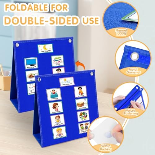 ALSLEA Visual Schedule for Kids with Autism Chore Chart for Toddler Planning Board Daily Routine Chart Autism Learning Materials Classroom, Home Use with 124 Cards (Blue) - Image 5