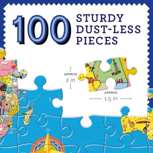 eeBoo World Map 100 Piece Children's Puzzle, 27" x 18" Geography Themed - Image 2