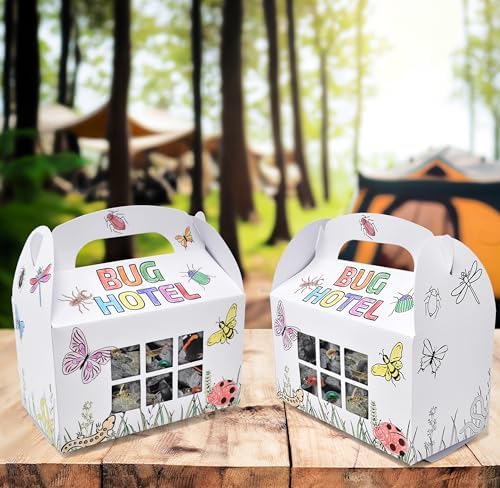 Gift Boutique Bug Hotel Craft Kit for Kids 24 Pack, Color Your Own Cardboard Insect Catcher Boxes for Critter Collection Party Favors Kid School - Image 3