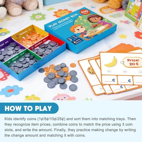Making Change Money Game for Kids, Play Bills & Coins for Develop Math & Practical Money Skills, Counting, Math Manipulatives Homeschool & Kindergarten Supplies-Ages 3+ - Image 6