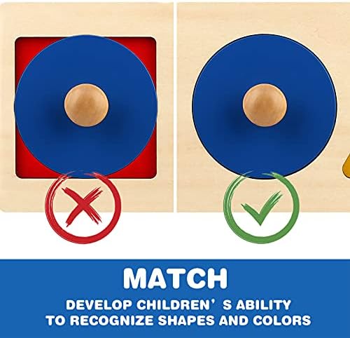 Montessori Multiple Shape Puzzle First Shapes Jumbo Knob Wooden Puzzle Geometric Shape Puzzle Toddler Preschool Learning Material Sensorial Toy for Toddler Shape & Color Sorter (3 Pieces) - Image 4