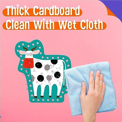 SpriteGru 9 Pieces Kids Lacing Cards, Double Sided Sewing Cards in 9 Farm Themed Cards with 9 Colorful Laces, Imagination Development Lacing Toys Games for Children Educational and Learning Activity - Image 5