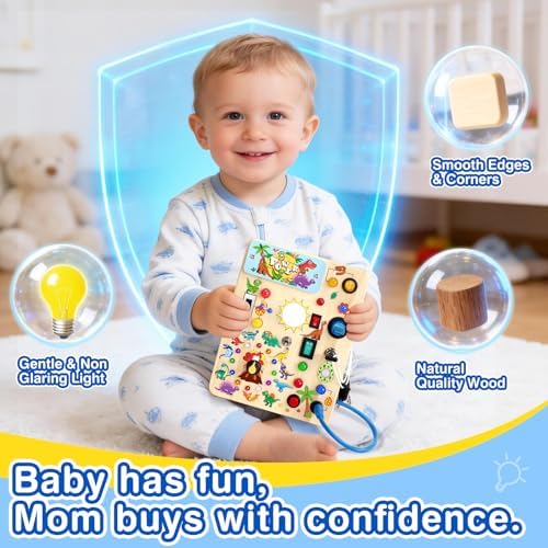 Grarain Busy Board for Toddlers - Montessori Educational Toy for 1-3 Year Old Boys & Girls | Travel-Friendly Sensory Learning Activity | Ideal for Kids with Autism(Dinosaur Busy Board) - Image 4