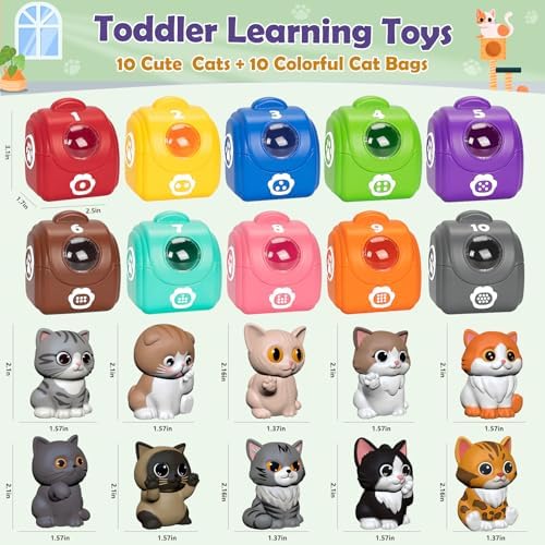Learning Toys for 1 2 3 Year Old Boys Girls, 20 Pcs Cat Toys for Toddlers 1-3, Kitten Finger Puppet Games, Counting Matching Sorting Motor Educational Playset, Gifts for Baby Toddlers Age 12-18 Months - Image 2
