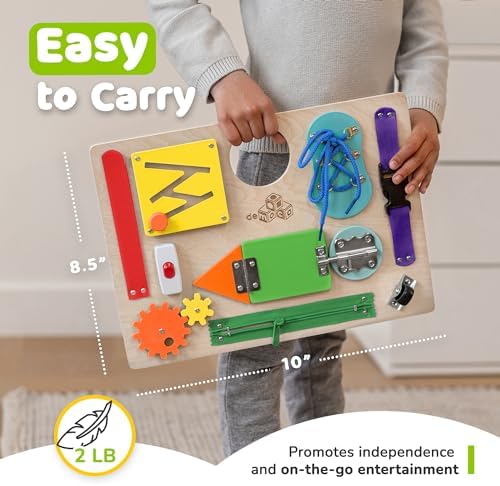 deMoca Montessori Busy Board, Premium Wooden Sensory Toy - Image 6