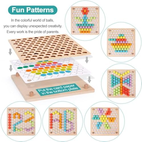 Montessori Toys for 3+ Year Olds – Wooden Preschool Learning Activity Board with 112 Beads, Fine Motor Skills Game for Toddlers, Color Sorting & Counting Math Toy, Educational Gift for Boys & Girls - Image 5