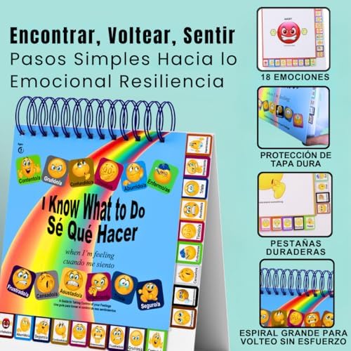 Thought-Spot I Know What to Do Flipbook (Sp/Eng) | Emotions Wheel & Feelings Chart | Emotional Regulation Tool Home, Class, or Calm Down Corner | Helps Kids Learn Coping Skills | Autism Must-Have - Image 2