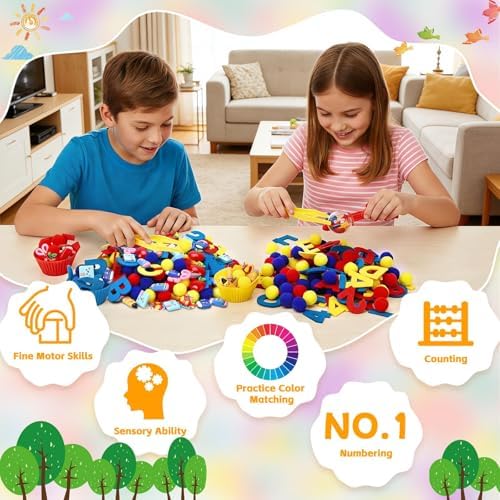 Sensory Bin Filler Set with Pom Poms, Sensory Bin Fillers - Image 3