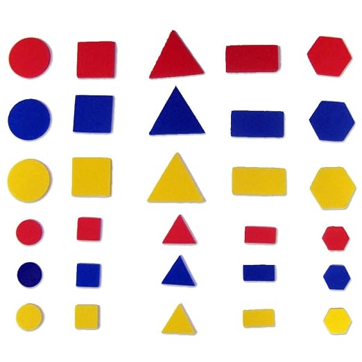 hand2mind Foam Attribute Blocks Student Kit, Geometry Set, Preschool Learning, Manipulatives for Preschool, Montessori Math, Shapes for Toddlers, Home Schooling Materials Pre-K (Set of 60 Blocks) - Image 2