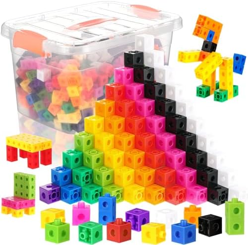 Jenaai 300 Pcs Linking Cubes with Storage Box, Colorful 2cm Math Counting Blocks, Stem Classroom Manipulatives, Back to School Gifts for Preschool Homeschool Teacher Kids(Orange) by Jenaai