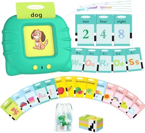 Aullsaty Talking Flash Cards for Toddlers 1-3, Upgraded 248 Sight Words Montessori Speech Therapy Toy, Autism Sensory Educational Learning Toys, Birthday Gifts for Boys Girls (Green) by Aullsaty