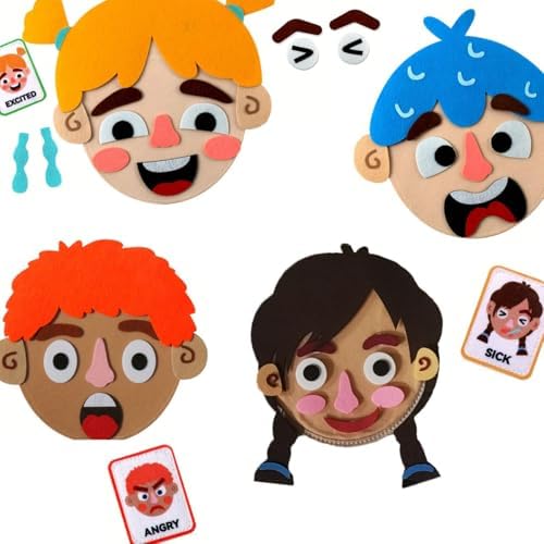 1Set Children's Felt Expression Face DIY Activity Toy, Children's Social Emotional Learning Activity Expression Board Emotional Expression, Educational Puzzle Game Early Education by WOBOX