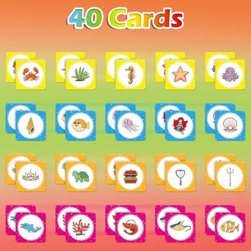 Aizweb Match Game,Memory Game,40 Pcs Toddler Card Games for Boys Girls Kids Ages 3 4 5 6,Flash Cards for Preschool Kindergarten Learning Activities,Educational Toys Homechool Supplies - Image 2