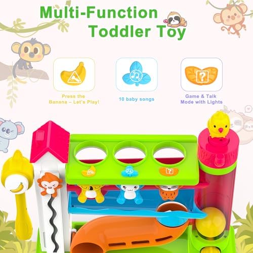 VOILBTOY Musical Toy for 1-2 Year Old Girls,Educational Toys,Ball Drop Toy with English & Spanish,Fine Motor Toys for Kids 1-3,Birthday Gift for 1+ Year Old boy (Green) - Image 3