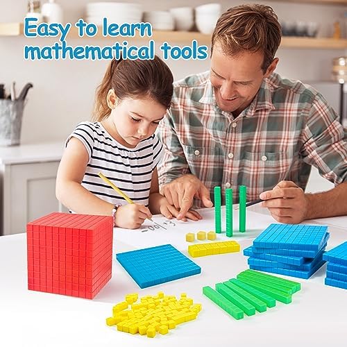 TOMMYHOME 334 PCS Base Ten Blocks Set,Contains 110 rods Counting Cubes to Help Kids Learn Maths. 2 Boxes-Pack. - Image 4