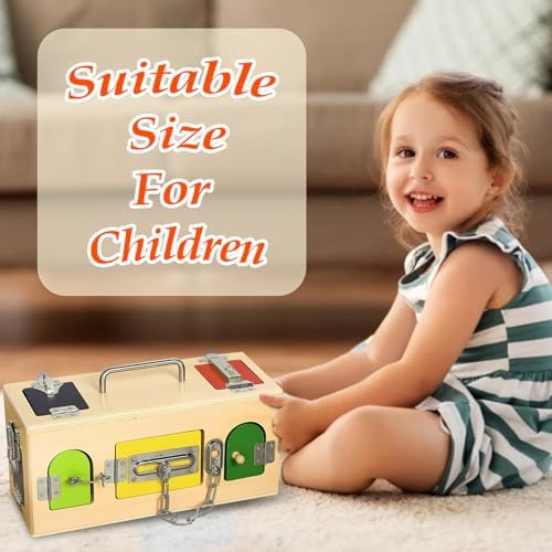 Montessori Lock and Key Toy, Wooden Activity Cube for Toddlers, Wooden Busy Lock Box Toy for Autism, Educational Toy for Fine Motor Skills - Image 3