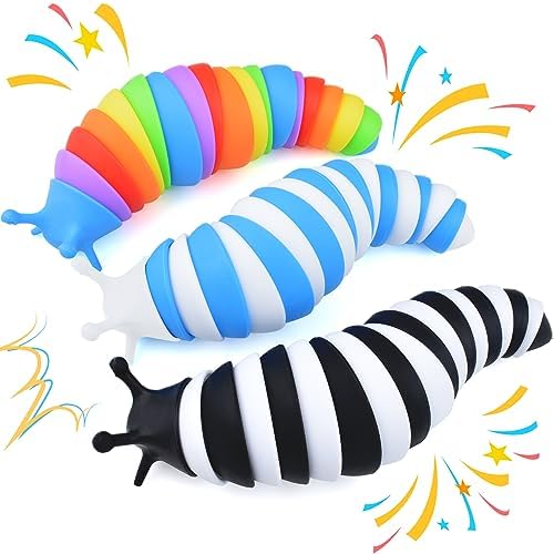 Cevioce Fidget Slug Toy,3Pcs Sensory Slug Fidget Toy for Kids & Adults, Cute 3D Articulated Stim Toy - Easter Gifts for Kids Boys Girls ADHD Autism Easter Basket Stuffers for Kids Toddlers by Cevioce