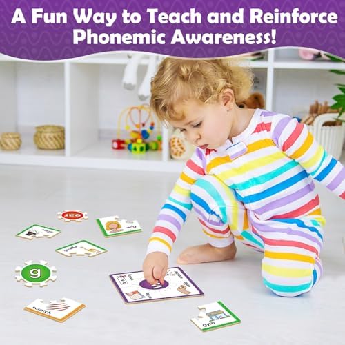 Torlam Phonics Puzzle, Rhyming Games Phonics Games Flash Cards for Kids Toddler, Learn to Read Spelling Reading Sight Words, Trigraphs Site Words for Preschool Kindergarten Homeschool Supplies - Image 4