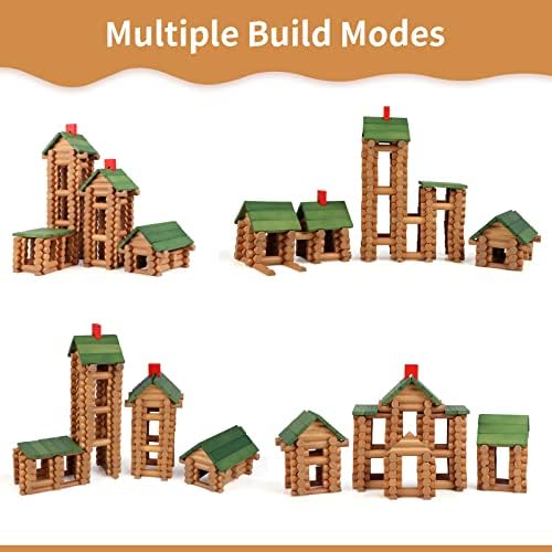 Wondertoys 328 Pcs Wooden Logs Set Ages 3+, Classic Building Log Toys for Kids, Creative Construction Engineering Educational Gifts - Image 3