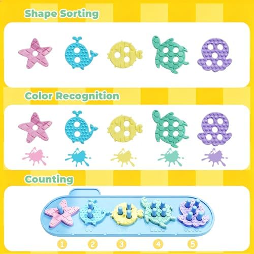 Montessori Toys for 1+ Year Old, Silicone Baby Stacking Shape Color Sorting Toys for Toddlers 1-3, Preschool Learning Activities Toddler Games, 1 2 3 Year Old Girls Boys Birthday Gifts - Image 4