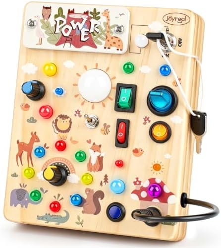 Joyreal Wooden Busy Board for Toddlers - Montessori Toys for 1 2 3 Year Old by Joyreal