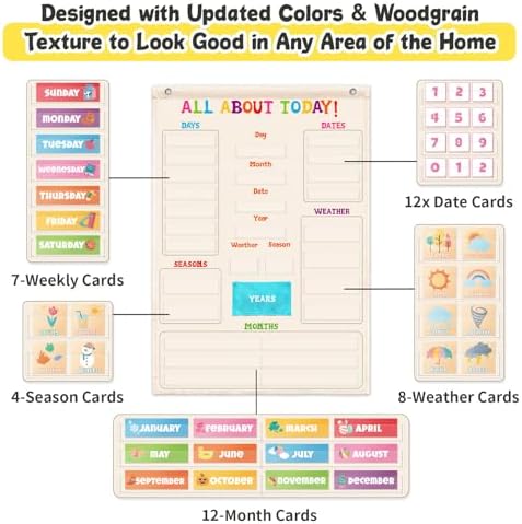 Morning Circle Time Board,Preschool Daily Calendar Learning Chart,Days Week Month Year Weather Seasons Chart for Kids,All About Today Chart for Homeschool Preschool Activities - Image 6