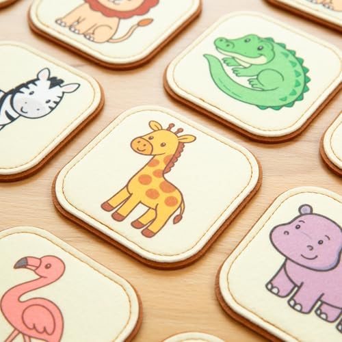Felt Safari Matching Game for Toddlers – Wild Animal Memory Game & Flash Cards – Soft and Safe for Ages 1+ – Montessori Preschool Learning Activity – Educational Safari Toy for Boys & Girls - Image 3