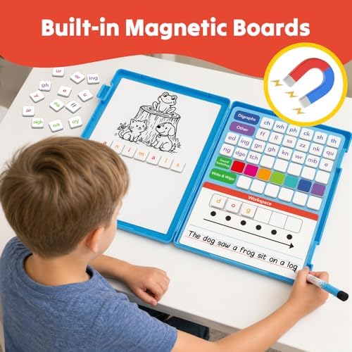 Phonics Magnetic Letter Tiles,Phonics Games Magnetic Letters,Reading Spelling Games with Word Build Boards & All-in-one Storage Case,Word Family Build Game for Preschool Pre k Kindergarten Classroom - Image 2