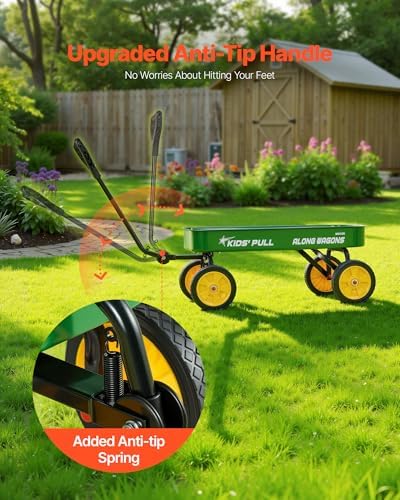 VEVOR 39 inch Kids Wagon, Pull Along Rolling Utility Cart Wagons for Kids, Cargo Wagon for Garden, Beach, Camping for Child Present - Image 5