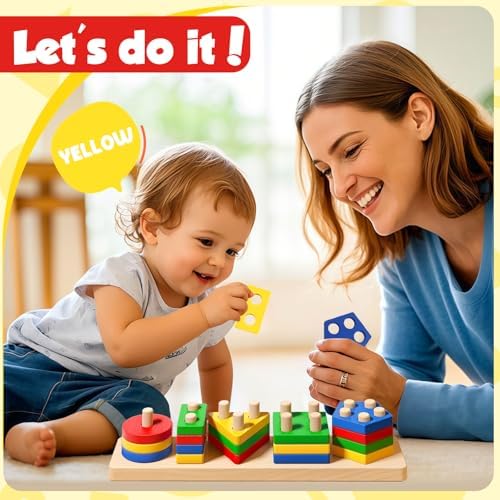 Montessori Toys for 2 3 Year Old Girls Boys, Wooden Sensory Toys for 2-3 Year Old Birthday Gifts, Education Toddler Puzzles Easter Basket Stuffers Learning Toy Activities Puzzles Ages 2-3 - Image 7