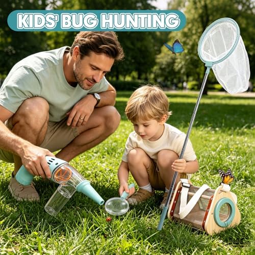 Kids Bug Catcher Kit, 11-Piece Outdoor Explorer Set with Bug Vacuum, Wooden Insect House, Butterfly Net, Ages 4-8 - Image 2