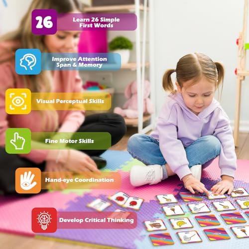 Aizweb First Words Match Game,Memory Game,52 Pcs Toddler Baby Flash Cards,Educational Toys for Pre K Preschool Kindergarten Learning Activities,Speech Therapy Materials Classroom Must Haves - Image 3