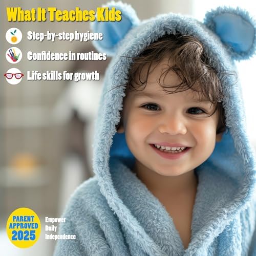 Shower Chart for Kids – Step-by-Step Visual Guide, 9x12 Inch Laminated Self-Care Chart for Children with Special Needs and Autism, Promotes Independent Hygiene Routine (English) - Image 3