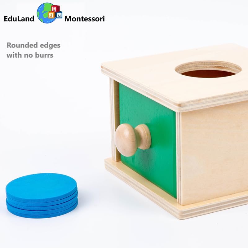 Practical Life Piggy Bank Coin & Ball 2-in-1 Posting/Dropping Push/Pull Toy Wooden Box Montessori Pincer Grasp Infant Toddler Primary ClassrromPincer Pinning Gift for 3-6 Years Old - Image 6