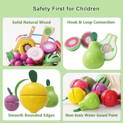 Wooden Cutting Fruit Play Set for Kids,Pretend Play Food Toy - Image 5