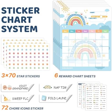 Upgraded Slider 4 in 1 Reward Chart for Kids, Reusable Bedtime/Morning/Daily Routine Chart for Kids, Magnetic Chore Chart for Kids Toddlers, Sticker Chart for Kids Behavior Chart for Kids at Home - Image 3