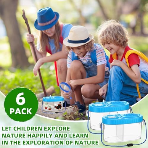 6 Pack Bug Catcher Kit for Kids Bulk Insect Habitat Viewer with Magnifying Glass Vents Portable Bug Collection Cage with Lanyard Nature Outdoor Explorer Set for Boys Girls Birthday Gift(Blue) - Image 6
