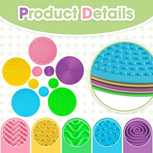 Lenwen 10 Pcs Sensory Mat Discs Sensory Stepping Circles Pads Textured Tactile Toys Stimulation for Calming Play and Early Learning Kids Matching Game Disorder Children ADHD(Candy Color) - Image 3