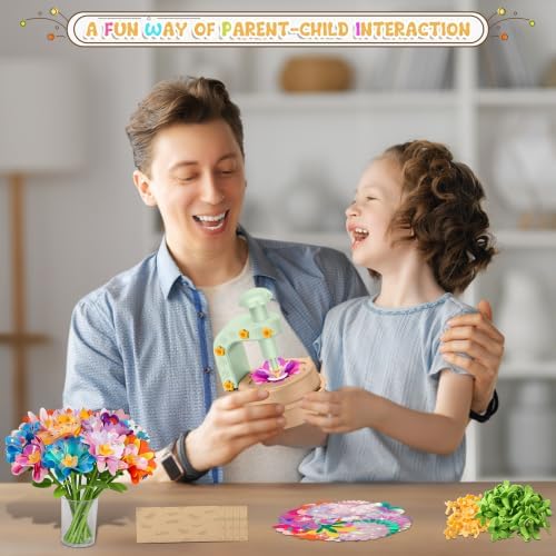 Fabric Flower Bouquets Toys,DIY Craft Kits for Kids,Arts and Crafts Toy for 3+ Year Old Girls,Flowers Market Toy,Build Your Flower Bouquet,Educational Preschool Learning Toys for Birthday,Christmas - Image 5
