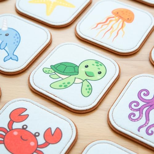 Felt Sea Creature Matching Game for Toddlers – Ocean Memory Game & Flash Cards – Soft and Safe for Ages 1+ – Montessori Preschool Learning Activity – Educational Sea Creature Toy for Girls & Boys - Image 3