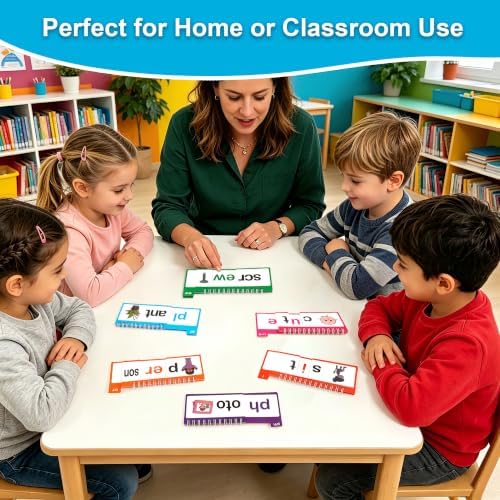 Phonics Flash Cards, Word Family Build Book with 40 Read and Rhyme Flip Books, Learn to Read Sight Words, Kindergarten Reading Games, Preschool Homeschool Educational Learning Activities - Image 6